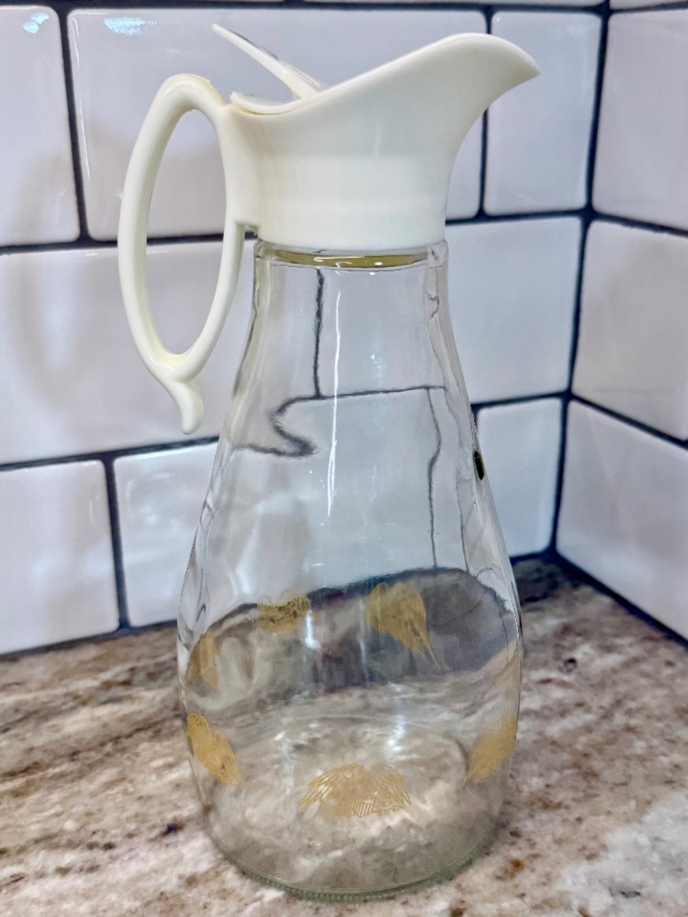 Vintage Glass Syrup Dispenser | Log Cabin Golden Eagle 🦅 70s - Celebrate 250!